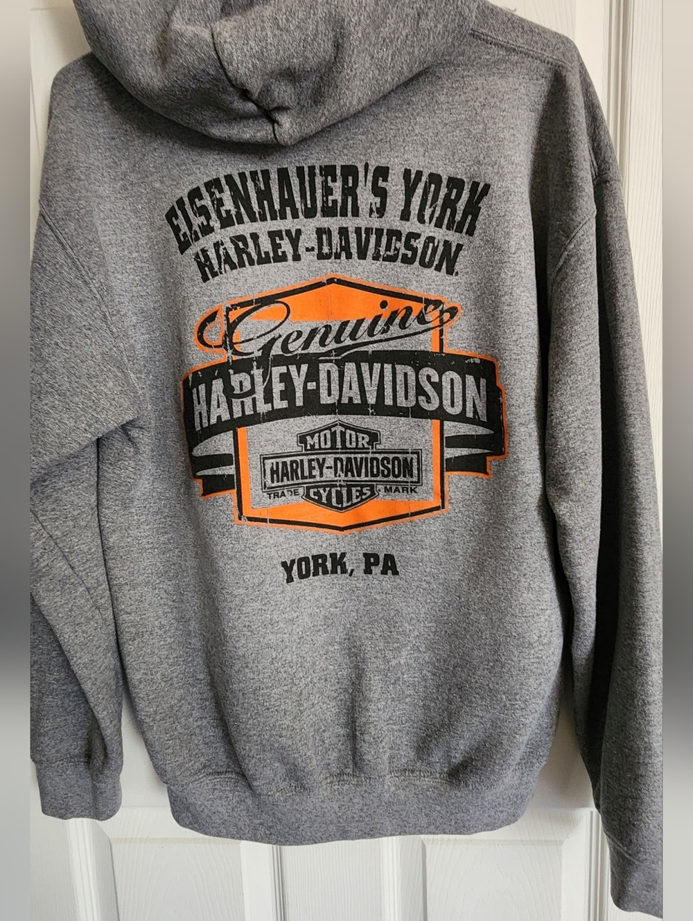 Harley-Davidson Gray Hoodie with Orange & Black Logo